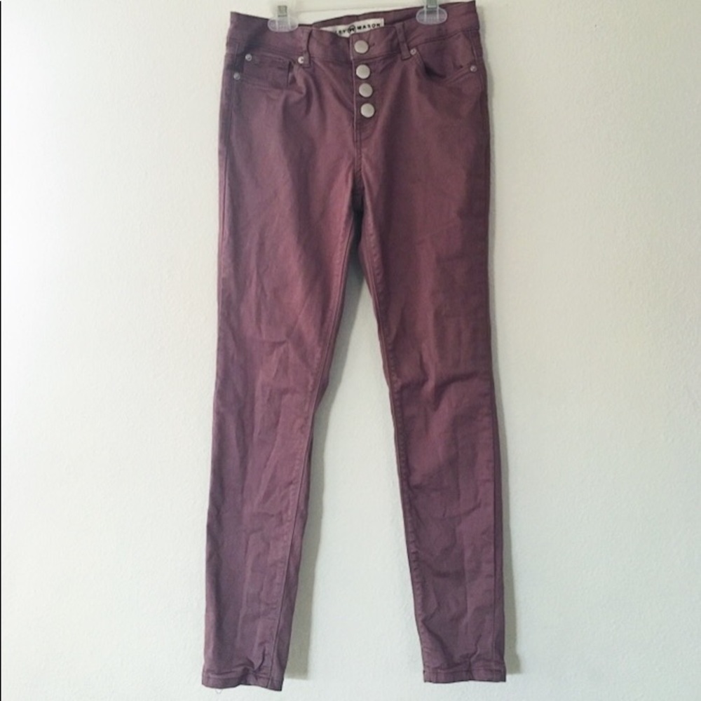 MAUVE PINK BUTTON UP JEANS